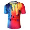 T-shirt Painture Imprimée à Manches Courtes - multicolor A XS