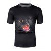 T-shirt Chat Noir Design à Manches Courtes - Nuit XL