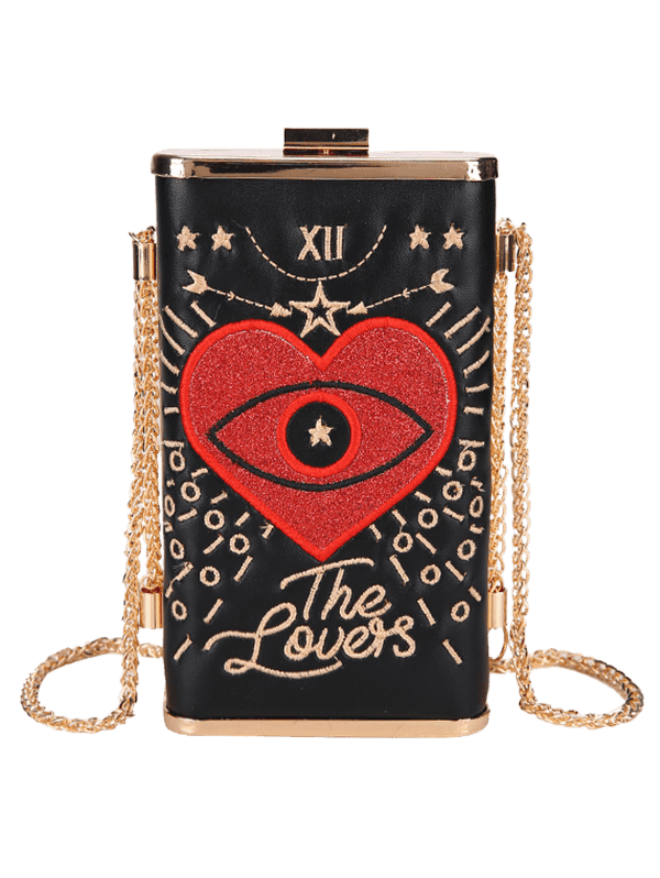 Chic Heart Pattern Crossbody Bag - BLACK 