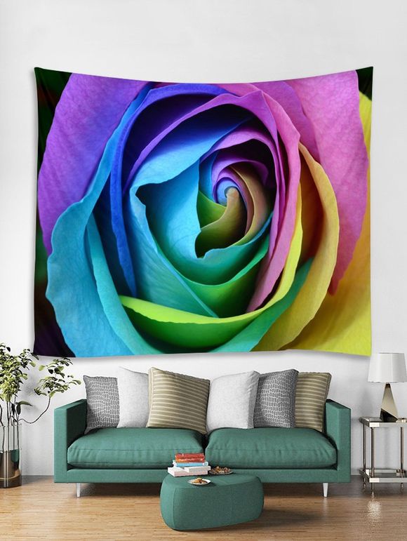 Tapisserie Décoration d'Art Pendante Motif de 3D Rose - multicolor W59 X L51 INCH