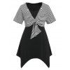 T-shirt Asymétrique Tordu de Grande Taille - Noir 3X