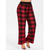Pantalon Palazzo à Carreaux de Grande Taille à Cordon - multicolor 1X