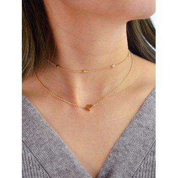 

Heart 2Pcs Collarbone Necklace Set, Gold