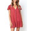 Robe Décontractée Boutonnée à Volants - Rouge L