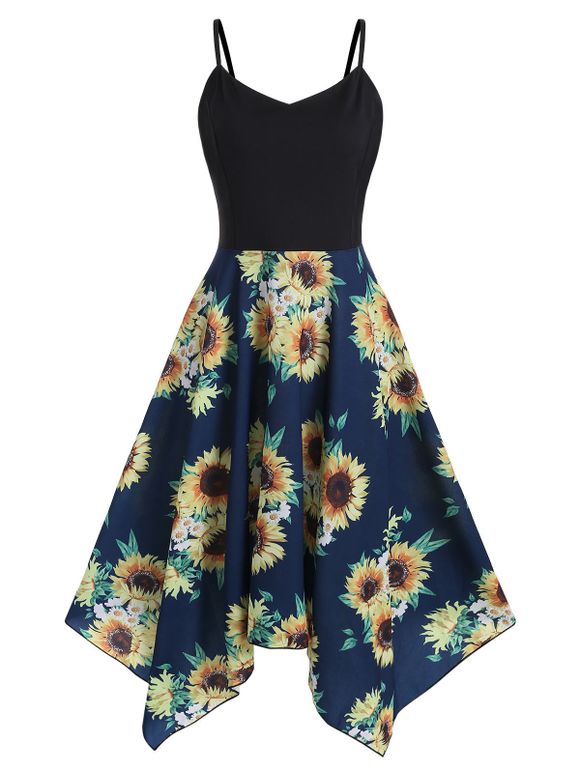 Robe Mouchoir Tournesol Imprimé de Grande Taille - multicolor A 4X