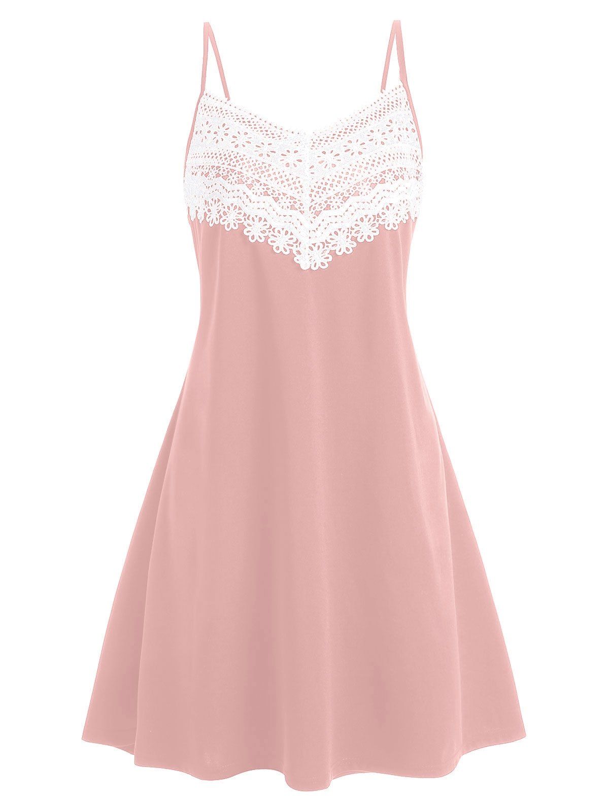 

Plus Size Applique Panel Cami Mini Dress, Pink