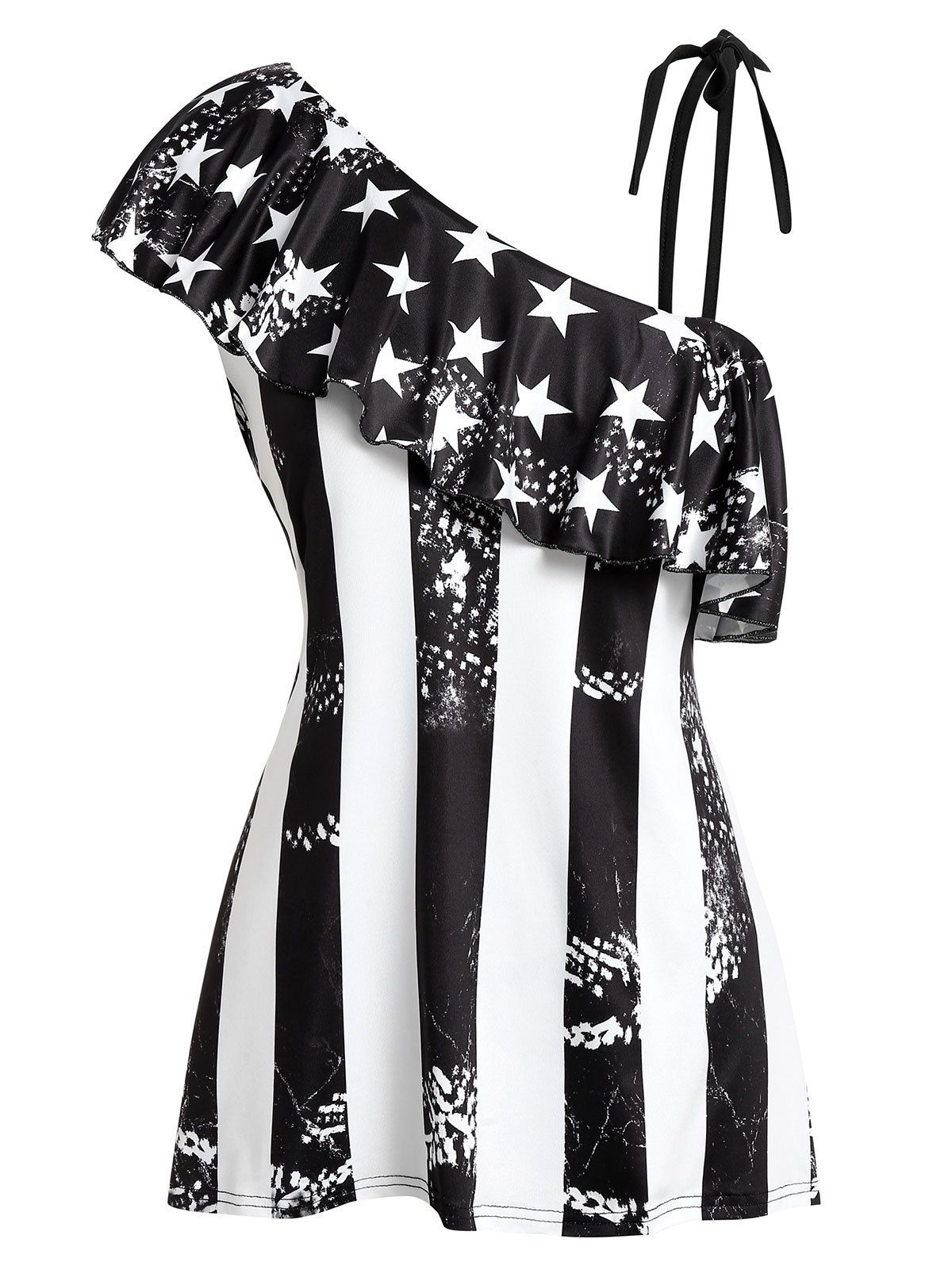 

Flounce Tie American Flag Plus Size Top, Multi