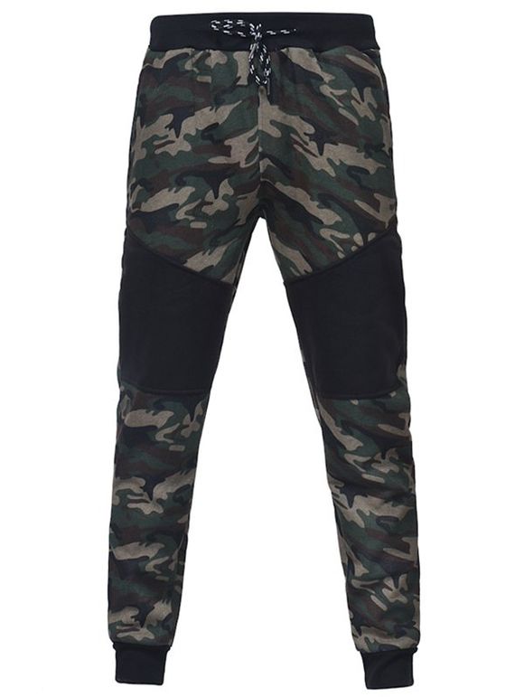 Pantalon de Jogging Camouflage Imprimé à Cordon - Vert L