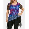 T-shirt Asymétrique en Blocs de Couleurs de Grande Taille - multicolor 1X