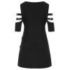Plus Size Cold Shoulder Lace Up Ripped T-shirt - BLACK 4X
