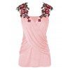 Débardeur Croisé Applique en Dentelle Grande Taille - Rose Cochon 4X