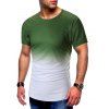 T-shirt Ombre Imprimée à Manches Courtes - Vert Algue 3XL