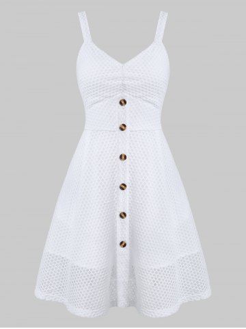 Fishnet Buttoned A Line Dress