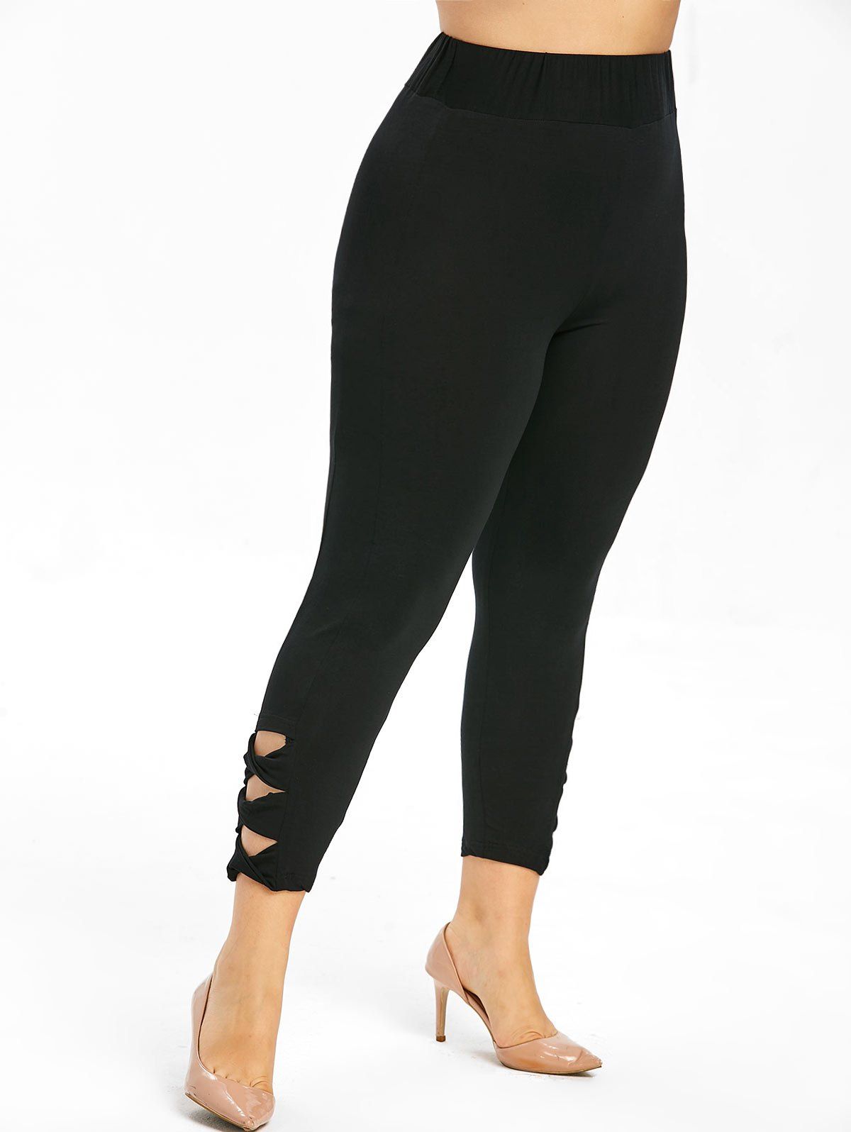 [41 Off] 2021 Plus Size Side Criss Cross Cut Out Leggings In Black