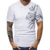 T-shirt Décontracté Dragon Imprimé à Manches Courtes - Blanc L