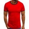 T-shirt Ourlet en Blocs de Couleurs à Manches Courtes - Rouge 3XL