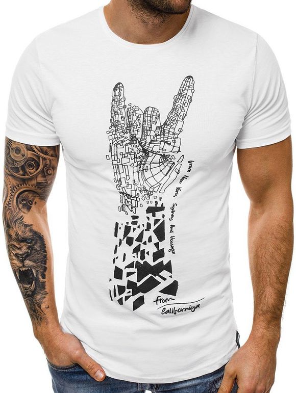 T-shirt Geste Imprimée à Manches Courtes - Blanc L