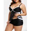 Ensemble de Tankini Tordu à Ourlet Contrasté de Grande Taille - Noir 1X