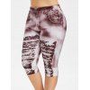 Legging Capri 3D Jean Déchiré Imprimé de Grande Taille - multicolor 5X