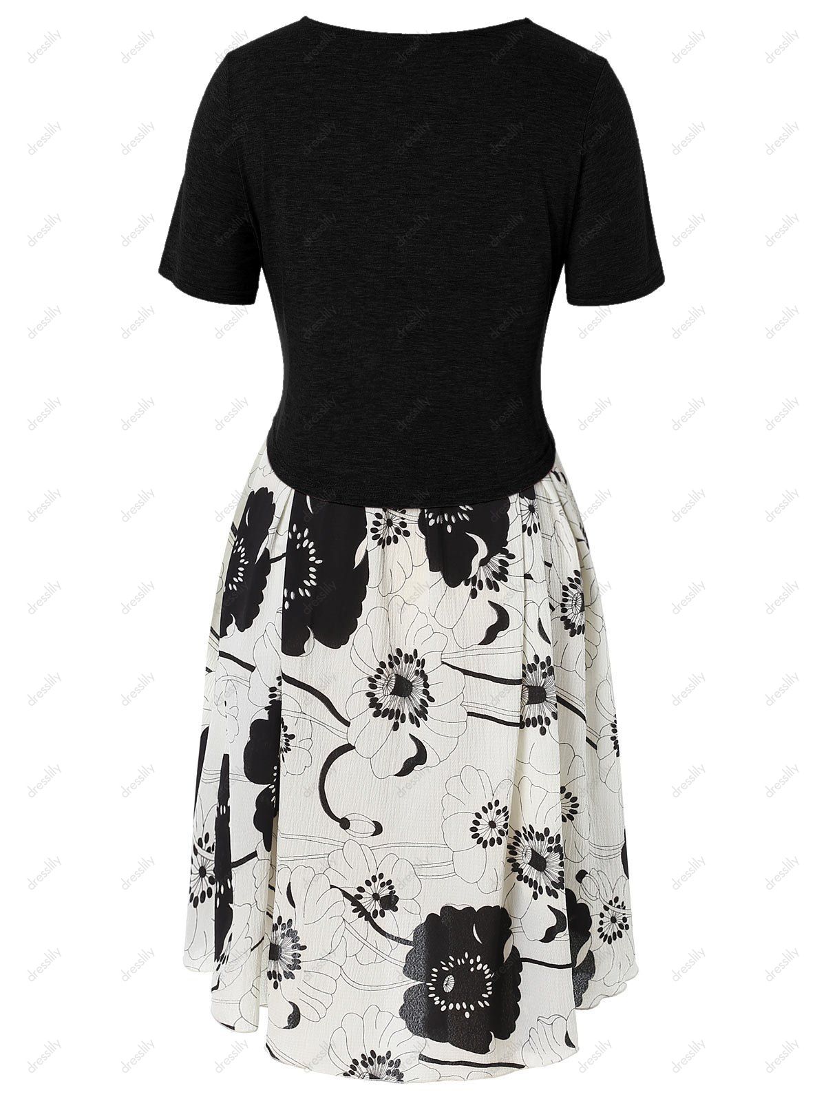 plus size floral print layered cami dress with criss cross crop top