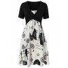 Robe Mi-Longue Superposée Imprimée de Grande Taille avec Haut Court Croisé - Nuit L