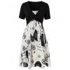Plus Size Floral Print Layered Cami Dress With Criss Cross Crop Top - GRAY 2X