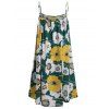 Plus Size Floral Print Layered Cami Dress With Criss Cross Crop Top - SHAMROCK GREEN 2X