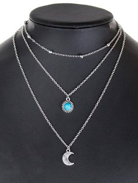 Layered Moon Faux Turquoise Necklace