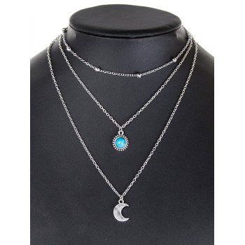 Layered Moon Faux Turquoise Necklace dresslily imagine noua 2022