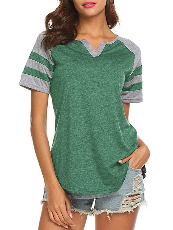 Tee-shirt rayé à manches raglan - Vert Mer 2XL