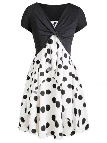 Polka Dot Cami Dress with Plunging T-shirt