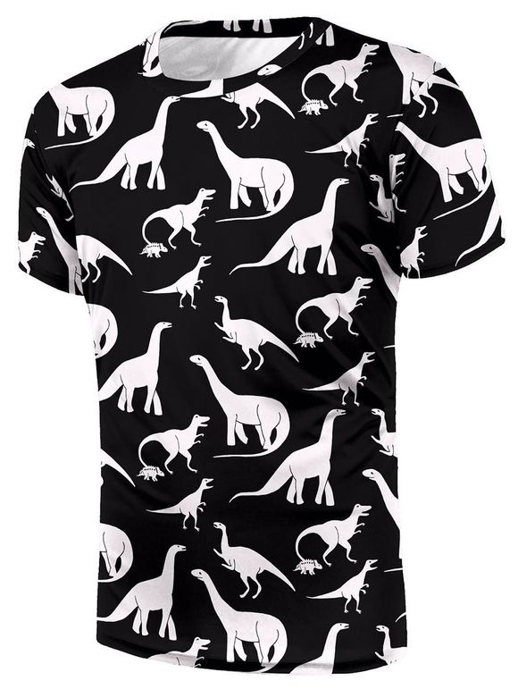 T-shirt Dinosaure Imprimé à Manches Courtes - Noir S