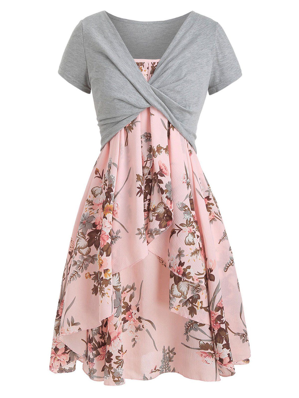 Fl Cami Dress With Plunging T Shirt Fl Cami Dress With Plunging T Shirt