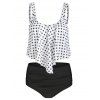 Tummy Control Tankini Swimsuit Striped Print Swimwear U Neck Mix and Match Summer Beach Bathing Suit - LIGHT AQUAMARINE L