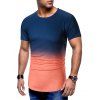T-shirt Ombre Imprimé à Manches Courtes - Cadetblue XL