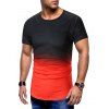 T-shirt Ombre Imprimé à Manches Courtes - Rouge 3XL