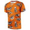 T-shirt Motif de Dinosaure à Manches Courtes - Jaune d'Abeille XL