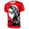 T-shirt Décontracté Animal Imprimé à Manches Courtes - Rouge XL