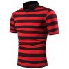 T-shirt Demi-Bouton à Rayure Large - Rouge M