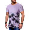 T-shirt Cocotier Palmier Imprimés à Manches Courtes - Mauve M
