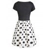 Vintage Polka Dot Overlap Cami Dress and Twisted Crop Top Twinset - BLACK M