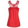Débardeur Papillon en Dentelle Insérée de Grande Taille - Rouge Rubis 2X