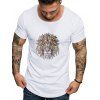 T-shirt Lion Imprimé à Manches Courtes - Blanc L
