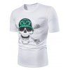 T-shirt à Manches Courtes à Imprimé Crâne pour Hommes - Blanc 2XL