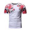 T-shirt Motif de Fleur à Manches Courtes - Blanc L