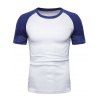 T-shirt Panneau en Blocs de Couleurs à Manches Raglan - Bleu 3XL