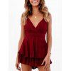 Plaid Backless Layered Cami Dress - RED WINE M