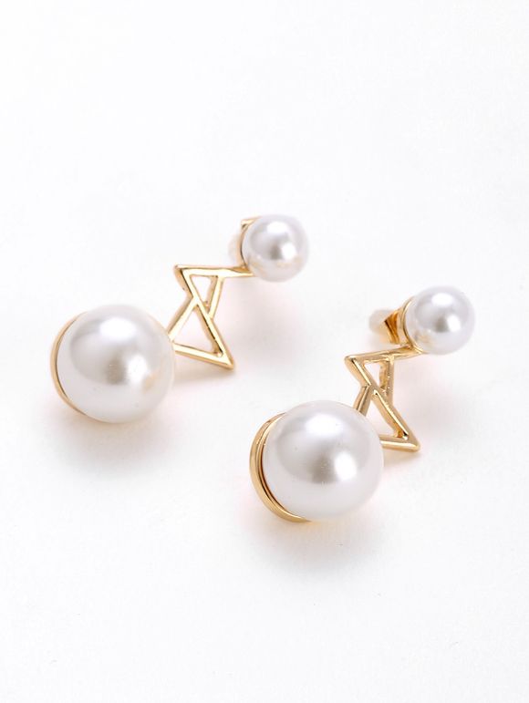 Boucles d'Oreilles Géométriques en Fausse Perle - Blanc 
