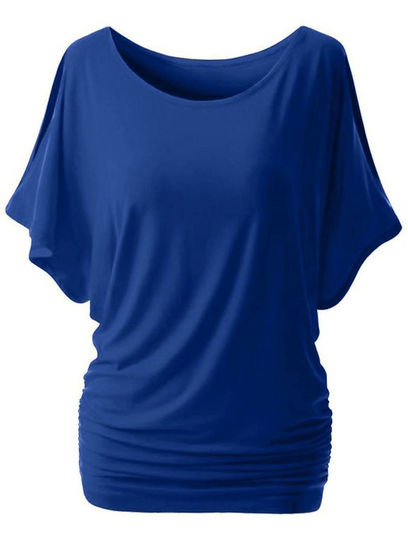 T-shirt Plissé à Manches Chauve-souris - Bleu profond XL