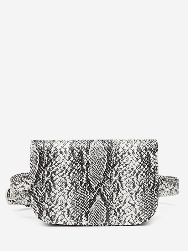 [41% OFF] 2020 Snake Pattern Faux Leather Flap Fanny Pack In WHITE | DressLily
